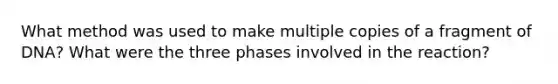 What method was used to make multiple copies of a fragment of DNA? What were the three phases involved in the reaction?