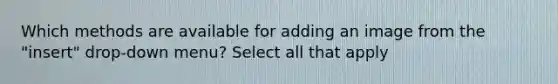 Which methods are available for adding an image from the "insert" drop-down menu? Select all that apply