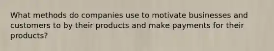 What methods do companies use to motivate businesses and customers to by their products and make payments for their products?