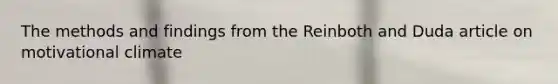 The methods and findings from the Reinboth and Duda article on motivational climate