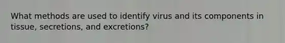 What methods are used to identify virus and its components in tissue, secretions, and excretions?