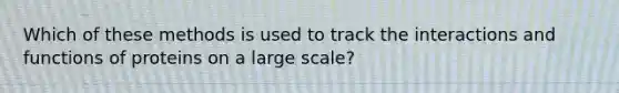 Which of these methods is used to track the interactions and functions of proteins on a large scale?