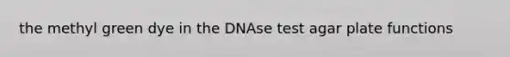 the methyl green dye in the DNAse test agar plate functions