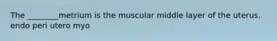 The ________metrium is the muscular middle layer of the uterus. endo peri utero myo