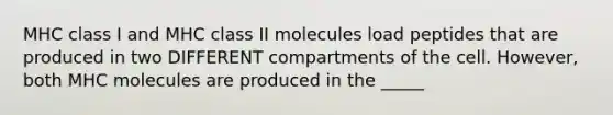 MHC class I and MHC class II molecules load peptides that are produced in two DIFFERENT compartments of the cell. However, both MHC molecules are produced in the _____