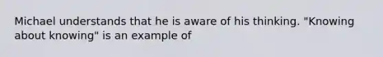 Michael understands that he is aware of his thinking. "Knowing about knowing" is an example of