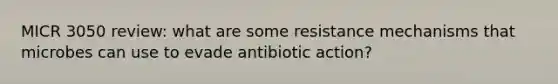 MICR 3050 review: what are some resistance mechanisms that microbes can use to evade antibiotic action?