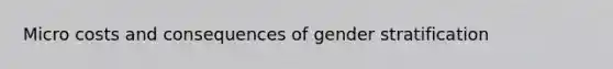 Micro costs and consequences of gender stratification