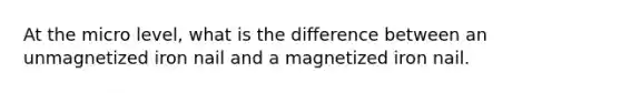 At the micro level, what is the difference between an unmagnetized iron nail and a magnetized iron nail.