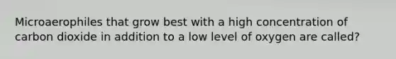 Microaerophiles that grow best with a high concentration of carbon dioxide in addition to a low level of oxygen are called?