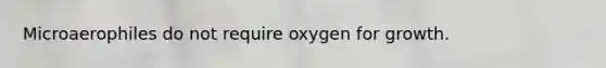 Microaerophiles do not require oxygen for growth.