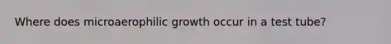 Where does microaerophilic growth occur in a test tube?