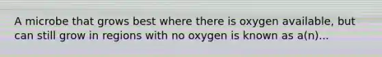 A microbe that grows best where there is oxygen available, but can still grow in regions with no oxygen is known as a(n)...