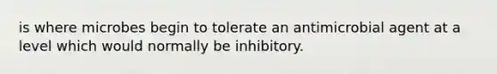 is where microbes begin to tolerate an antimicrobial agent at a level which would normally be inhibitory.