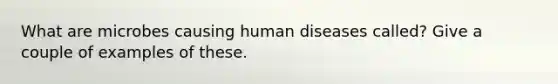 What are microbes causing human diseases called? Give a couple of examples of these.