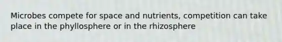 Microbes compete for space and nutrients, competition can take place in the phyllosphere or in the rhizosphere