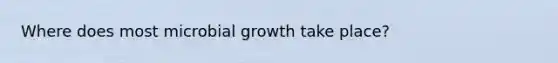 Where does most microbial growth take place?