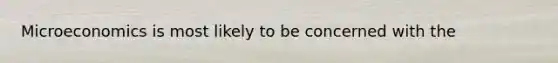 Microeconomics is most likely to be concerned with the