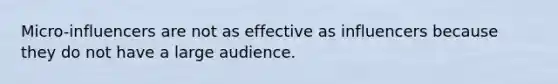 Micro-influencers are not as effective as influencers because they do not have a large audience.