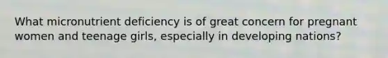 What micronutrient deficiency is of great concern for pregnant women and teenage girls, especially in developing nations?