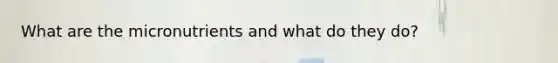 What are the micronutrients and what do they do?