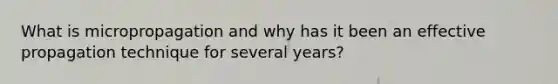 What is micropropagation and why has it been an effective propagation technique for several years?