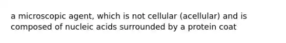 a microscopic agent, which is not cellular (acellular) and is composed of nucleic acids surrounded by a protein coat