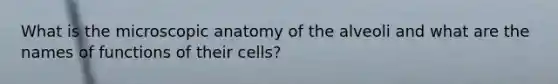 What is the microscopic anatomy of the alveoli and what are the names of functions of their cells?