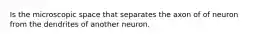 Is the microscopic space that separates the axon of of neuron from the dendrites of another neuron.