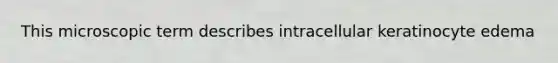 This microscopic term describes intracellular keratinocyte edema