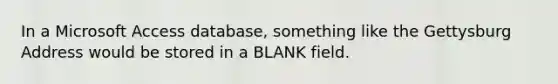 In a Microsoft Access database, something like the Gettysburg Address would be stored in a BLANK field.