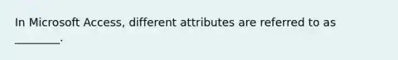 In Microsoft Access, different attributes are referred to as ________.