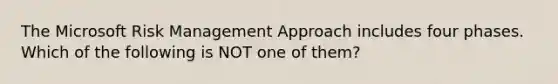 The Microsoft Risk Management Approach includes four phases. Which of the following is NOT one of them?