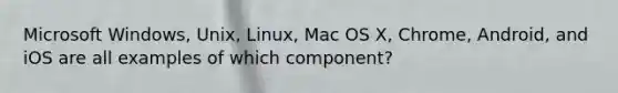 Microsoft Windows, Unix, Linux, Mac OS X, Chrome, Android, and iOS are all examples of which component?