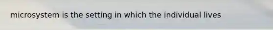 microsystem is the setting in which the individual lives