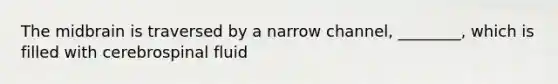 The midbrain is traversed by a narrow channel, ________, which is filled with cerebrospinal fluid