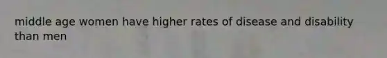 middle age women have higher rates of disease and disability than men