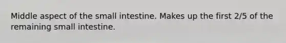 Middle aspect of the small intestine. Makes up the first 2/5 of the remaining small intestine.