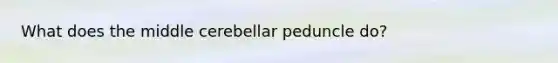 What does the middle cerebellar peduncle do?