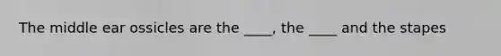 The middle ear ossicles are the ____, the ____ and the stapes