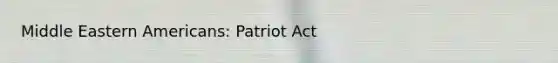 Middle Eastern Americans: Patriot Act