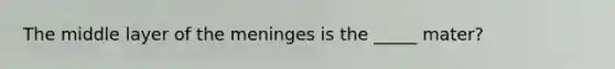 The middle layer of the meninges is the _____ mater?