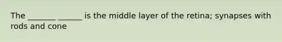 The _______ ______ is the middle layer of the retina; synapses with rods and cone