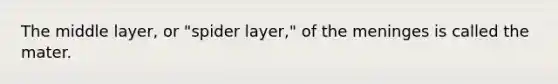 The middle layer, or "spider layer," of the meninges is called the mater.