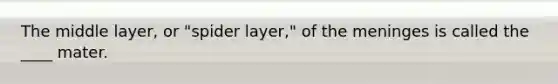 The middle layer, or "spider layer," of the meninges is called the ____ mater.