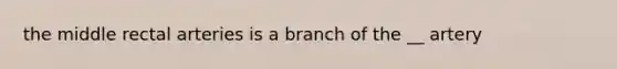 the middle rectal arteries is a branch of the __ artery