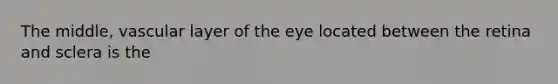 The middle, vascular layer of the eye located between the retina and sclera is the