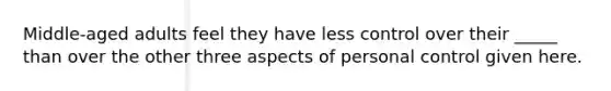 Middle-aged adults feel they have less control over their _____ than over the other three aspects of personal control given here.