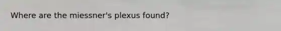 Where are the miessner's plexus found?