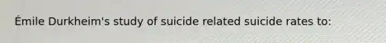 Émile Durkheim's study of suicide related suicide rates to: